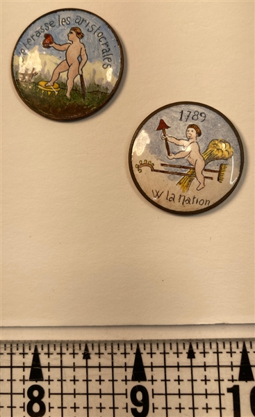 2 French Enamel Buttons