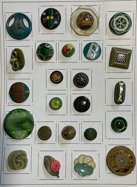 Green Celluloid Buttons