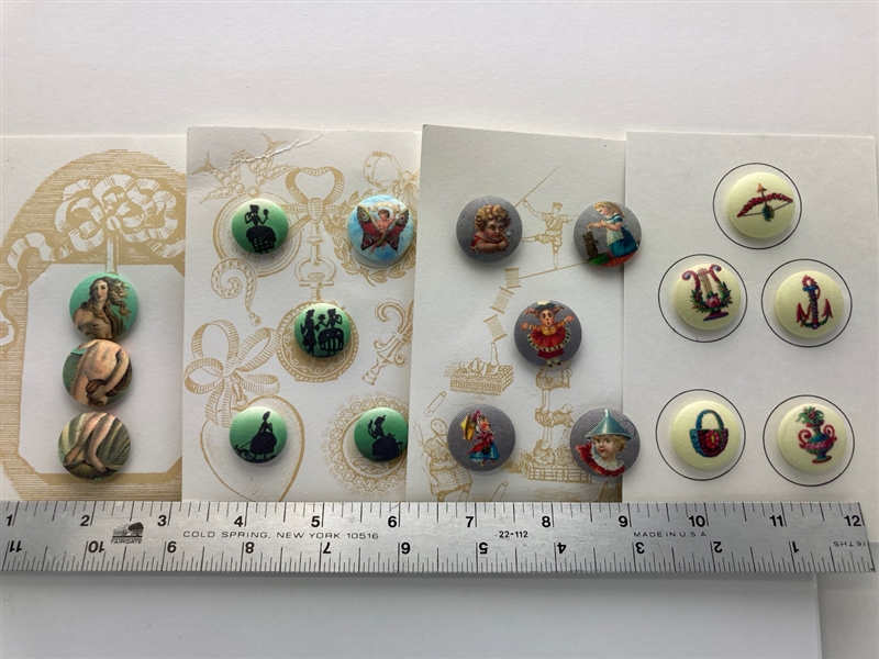 Lilac Bow Yoke Buttons on Original Cards