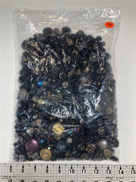 Bag of Black Glass Buttons