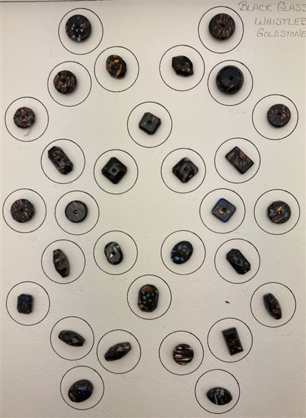 Black Glass Whistle Buttons