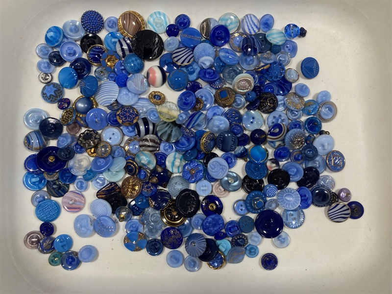 Bag of Blue Glass Buttons