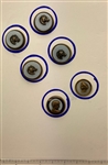 White Glass in Metal Buttons