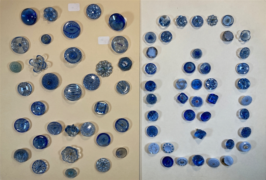 Transparent and Opaque Blue Glass Buttons