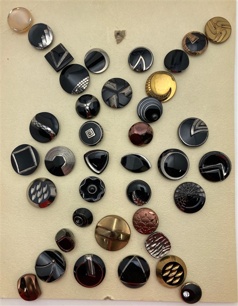 Art Deco Black Glass Buttons