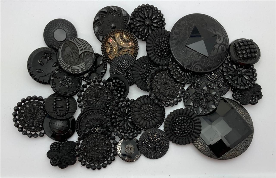 Bag of Black Glass Buttons