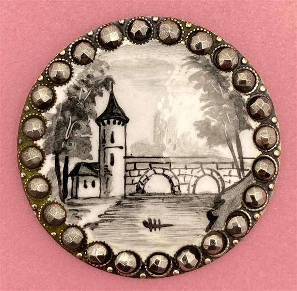 Extra Large Black & White Enamel Button