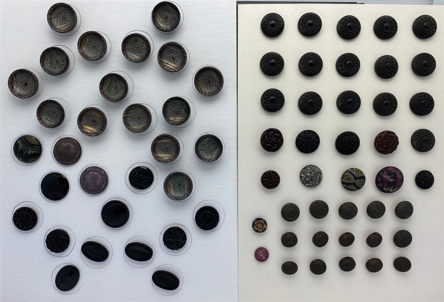 Imitation Fabric Black Glass Buttons