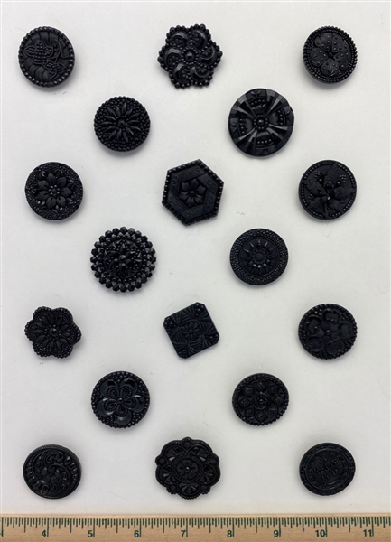 Large Black Glass Buttons