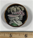 18th Century Woman in Big Hat Button