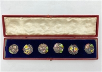 Set of Enamel Flower Buttons