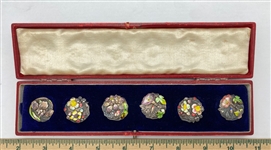 Set of Enamel Flower Buttons