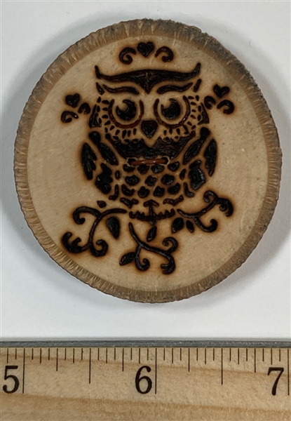 Wood Owl Button