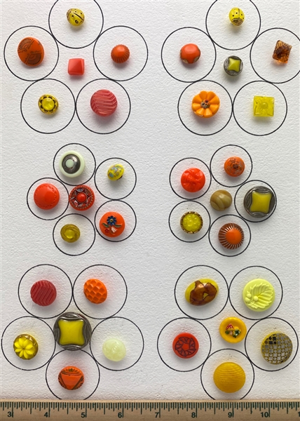 Orange & Yellow Glass Buttons