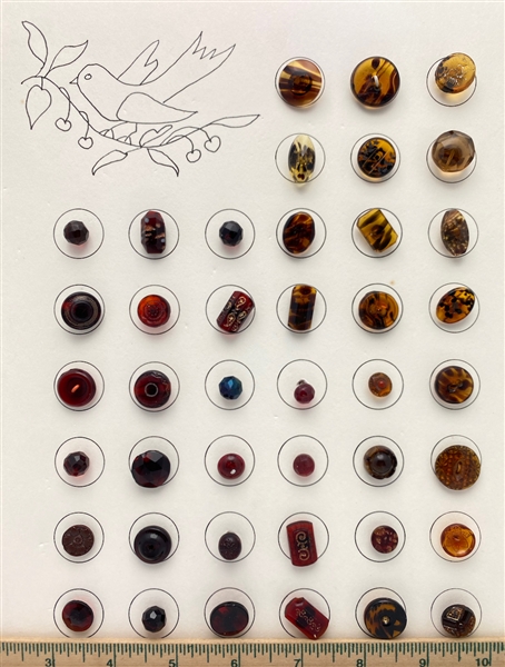 Tortoise & Red Glass Buttons