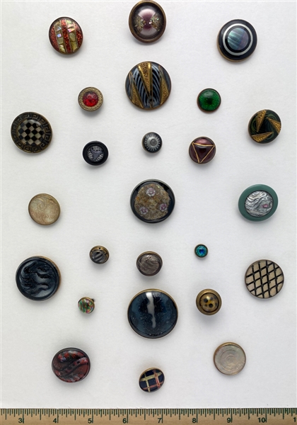 Lot Detail - Glass in Metal Buttons