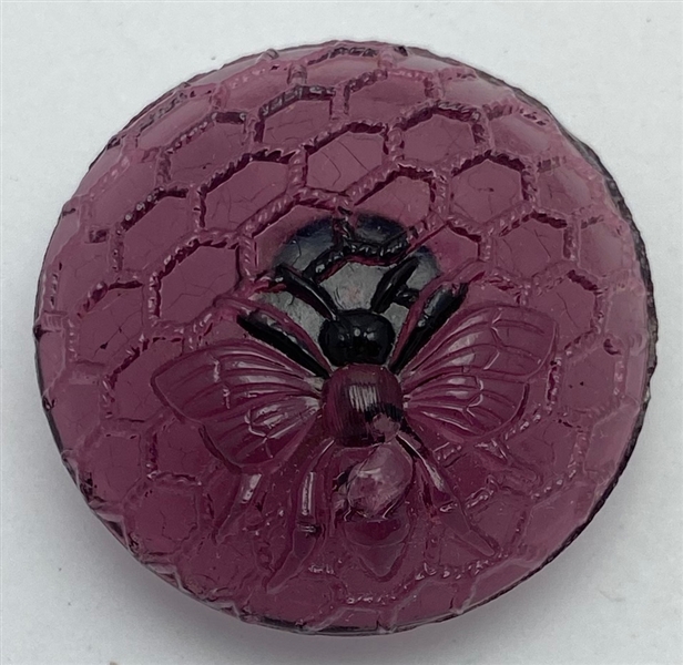 Bee on Honeycomb Button