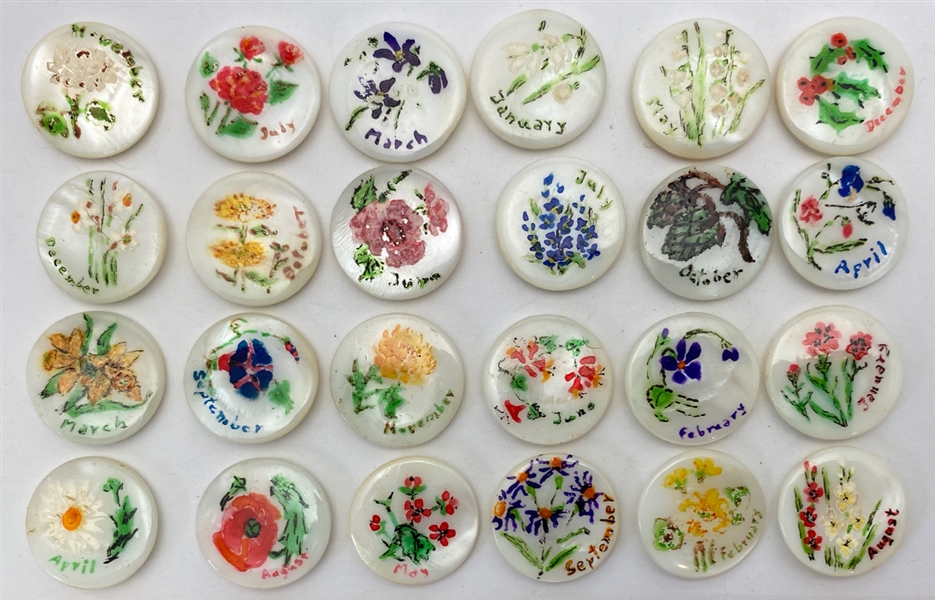 Hand Painted Flower Buttons