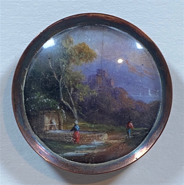 Detailed 18th Century Scene Button