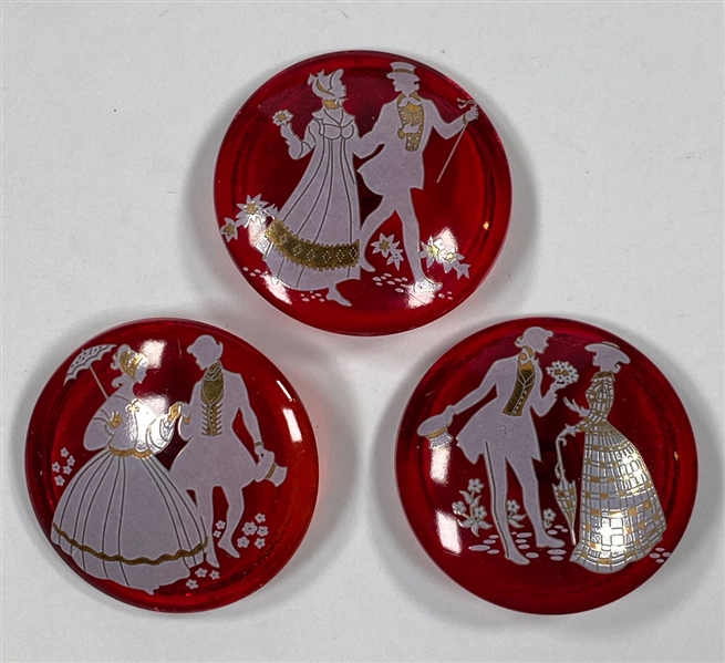 Large Red Glass Buttons