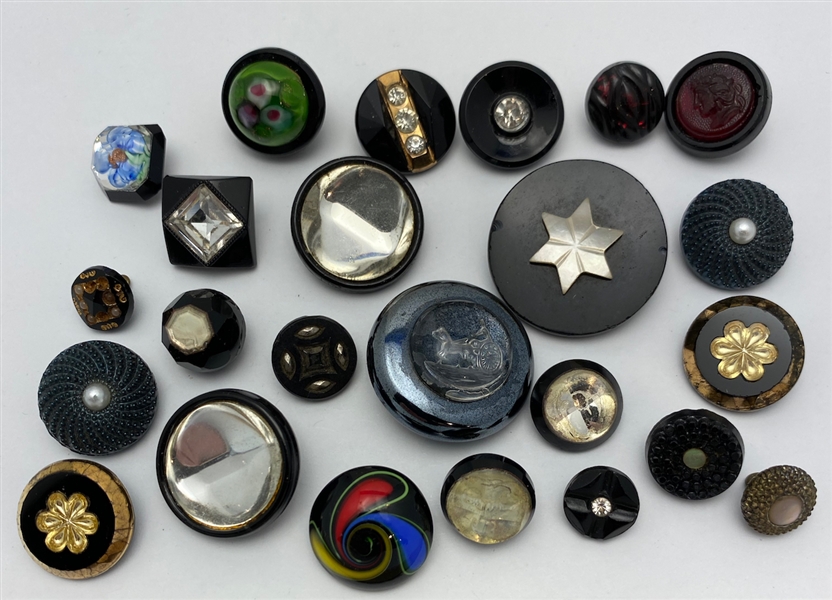 Black Glass Buttons