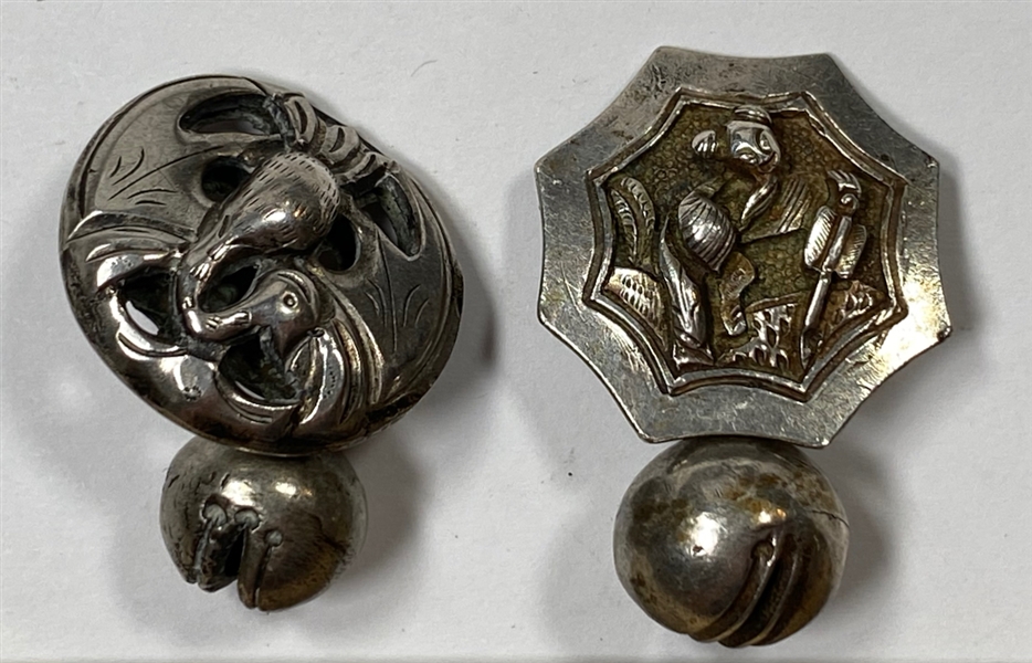 Silver Buttons with Moveable Parts