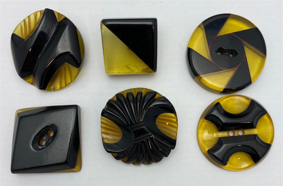 Black & Yellow Bakelite Buttons