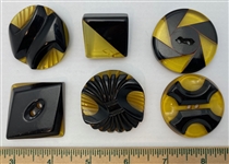 Black & Yellow Bakelite Buttons