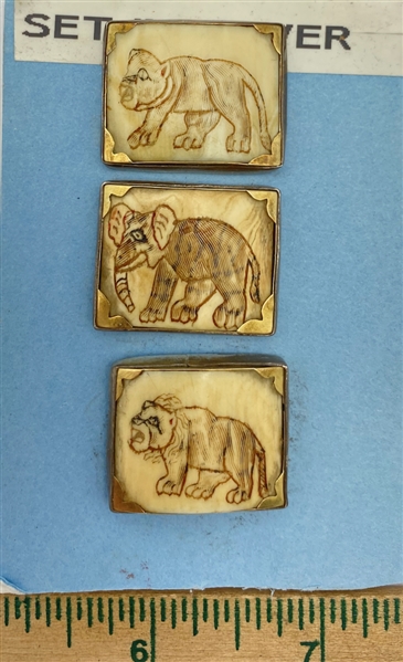 Three Etched Bone Buttons